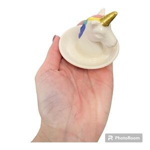 Small round unicorn ring holder trinket dish